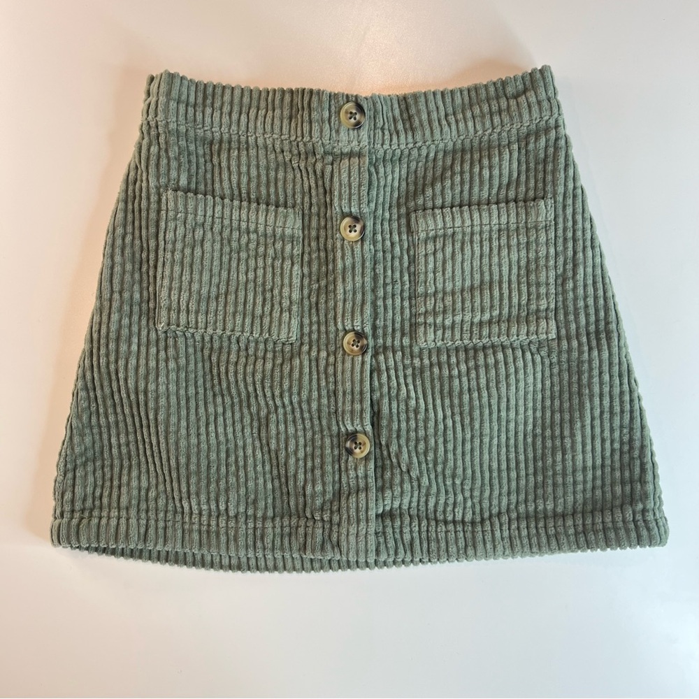 Wonder Nation Green Ribbed A-Line Mini Skirt